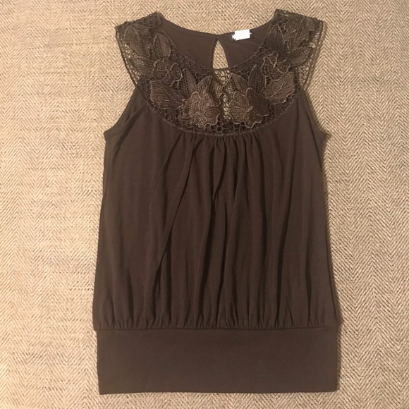 Lily White Tops - ⬇️$12 ! Brown lace tank top size small